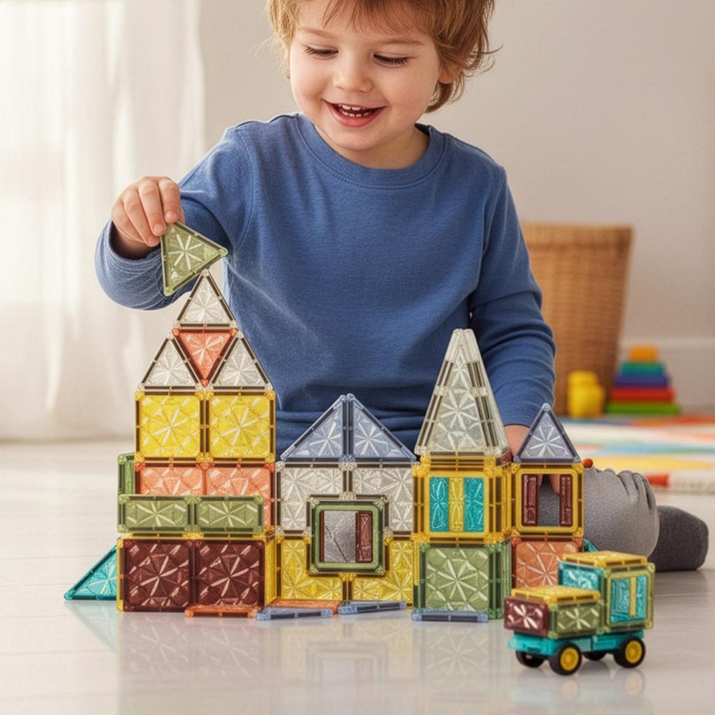 60 Pieces 3D Magnetic Construction Blocks Educational Puzzle