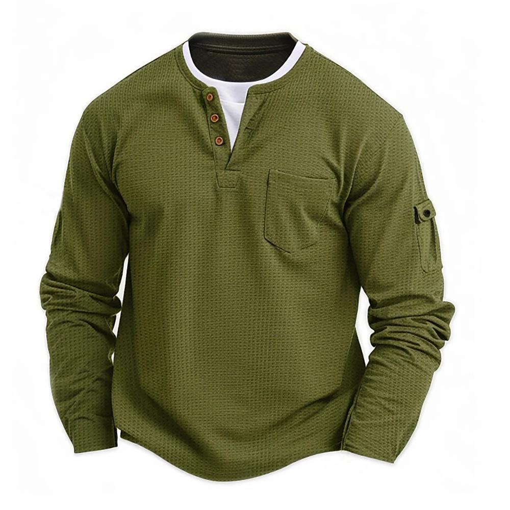 

Men s Cross-border V-Neck Patchwork Double Layer Long Sleeve T-shirt for Autumn/Winter – Plus Size Large