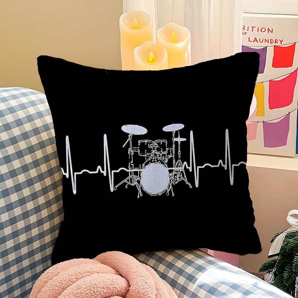 Cool Drum Kit Pillow Cushion Cover Pillowcase Living Room Sofa Home Decor Customized