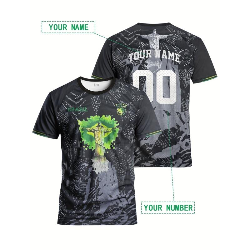 

3D Printed Brazil Jerseys T-shirt For Men Cristo Redentor Customized Graphic T Shirts Casual O-Neck Sport Tops Short Sleeve Tees XXS