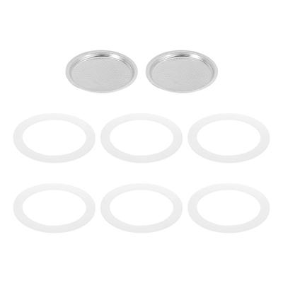 Uxcell Aluminum Coffee Pot Parts for Stainless Steel Espresso Maker with 1 Filter and 6 Silicone Gasket Seals 56x49x4mm 3 Cup Mocha Coffee Maker Pot