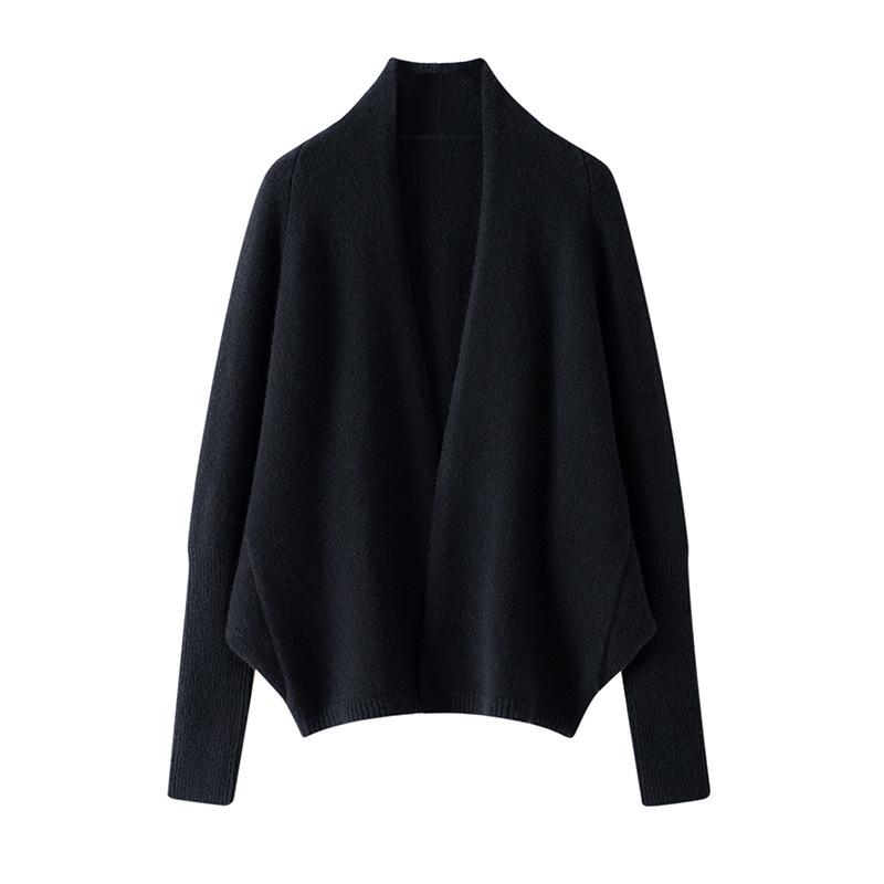 Women's Cashmere Batwing Sleeve Cardigan: Autumn/Winter Shawl Sweater with Silver Thread