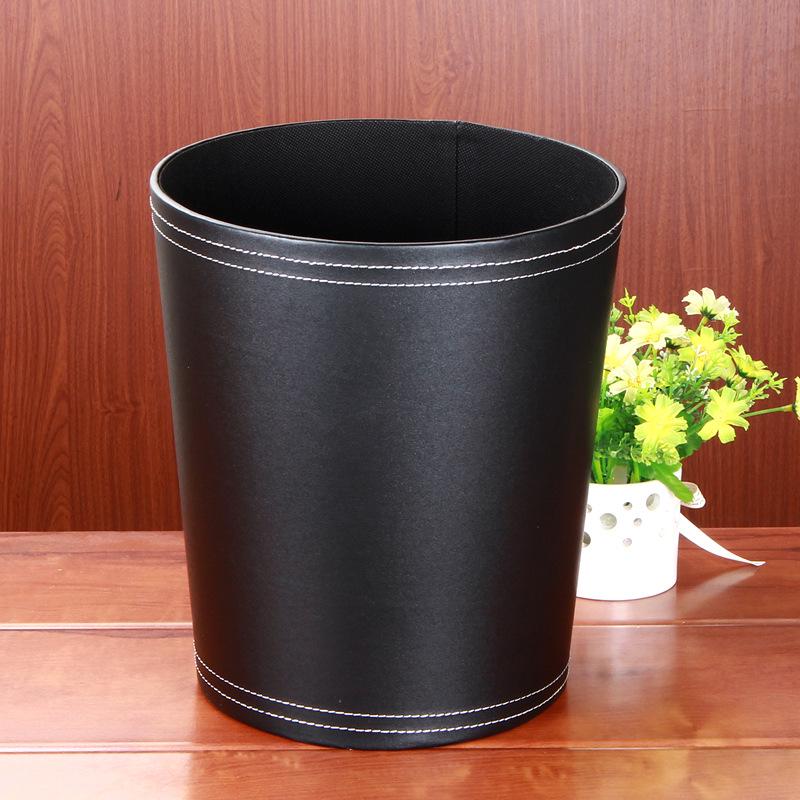

Round Leather Trash Can, Lightweight Home & Office Waste Basket, Creative Painting & Calligraphy Storage Tube.