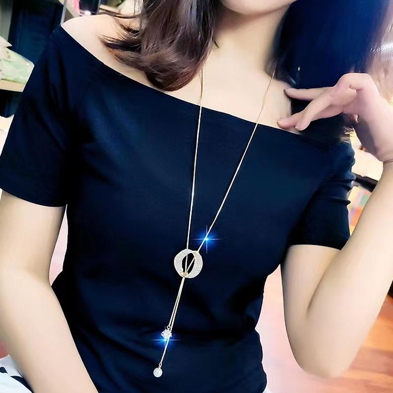 High-End Zirkon Perlen Quasten Halskette: Vielseitige, modische Pulloverkette für Damen