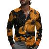 Mode Lange Mouw Kraag Knopen Grote Maten Overhemd Mannen 3D Print Blouse