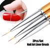 &3Pcs French Stripe Nail Art Liner Brush Set 3D Tips Liner DIY Drawing Pen Uv Gel Brushes Painting Pen Manicure Tools Salon