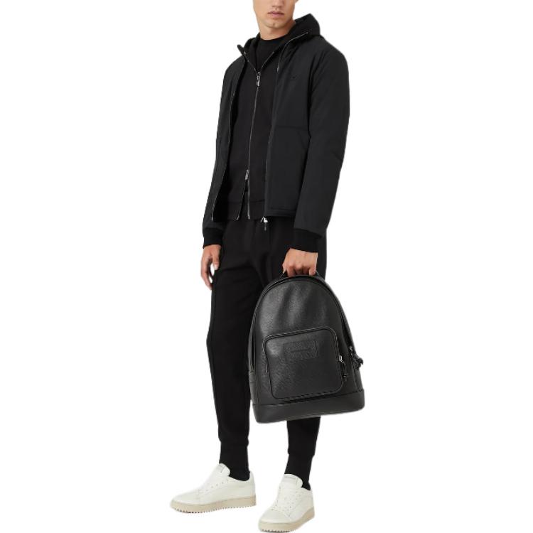 Emporio Armani FW22 Essentials Solid High-Waisted Tapered Knit Joggers Men Bottoms Black 8N1P721-JBTZ1-0999