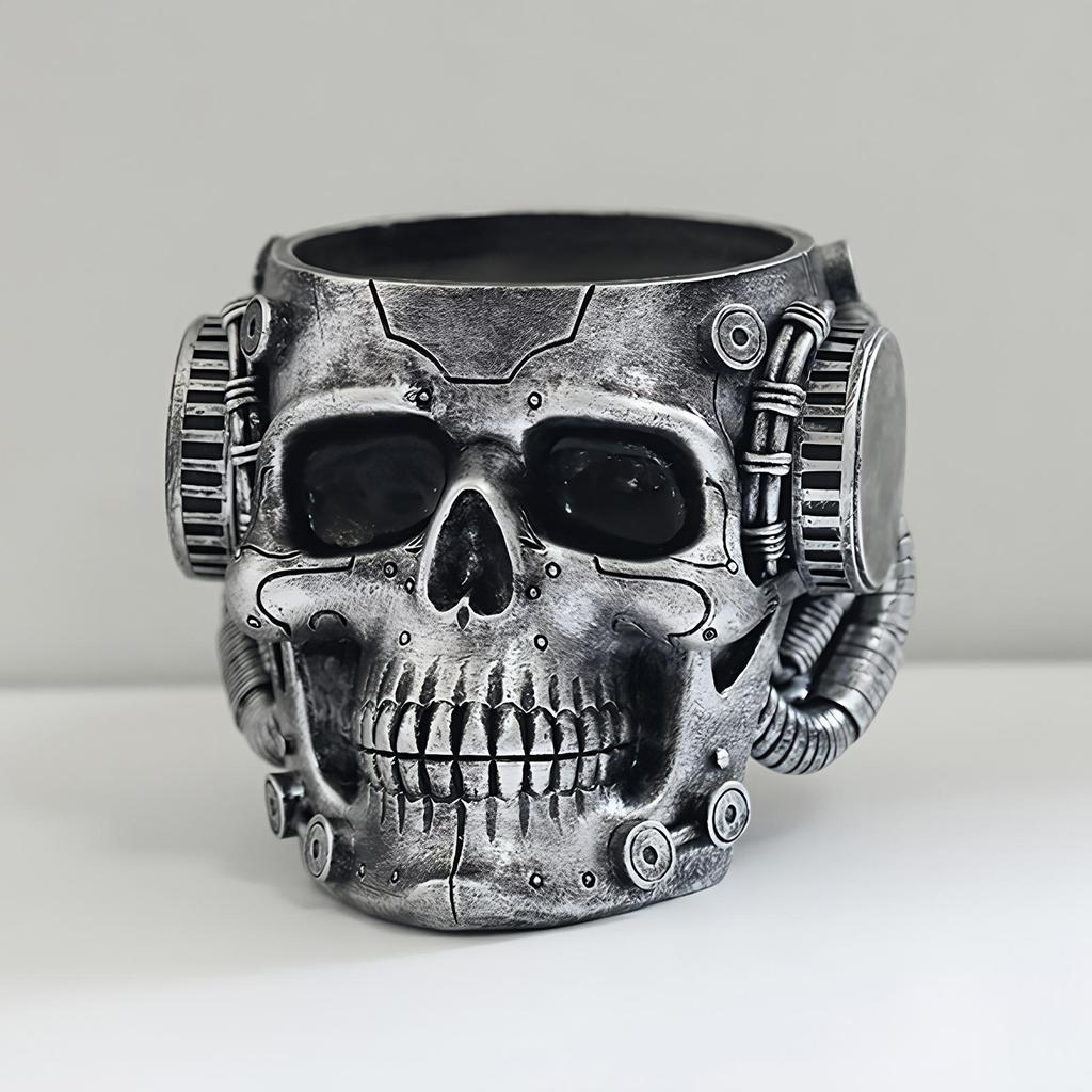 Skull Planter Spooky Gothic Display Pen Holder Skull Flower Pot Head Planter for Indoor Outdoor Home Bedroom Living Room Kitchen
