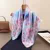 Floral Print Silk Square Scarf Women Neckerchief Female Foulard Headscarf Hijab Bandana Soft Hand Bag Ribbon Decorate Neck Ties
