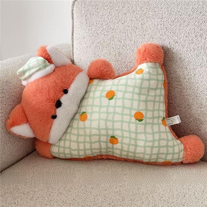 Cartoon Penguin Fox Plush Pillow With Embroidered Animal Design For Home Decor And Relaxation Fox