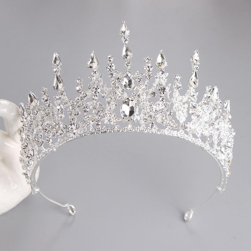 Elegant European-American Rhinestone Bridal Crown Headpiece - Red Wedding Dress Accessory