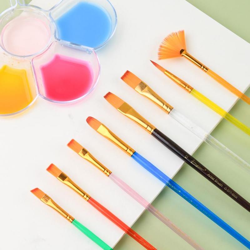 6/20 Peças Conjunto de Pincéis de Nylon Coloridos Pincel para Tinta a Aquarela Acrílica Pincéis Coloridos Profissionais para Pintura a Óleo Papelaria