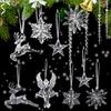 Clear Acrylic Snowflake Ornaments Christmas Tree Decorations Winter Wonderland Party Star Snowflake Deer Shaped Crystal Decor