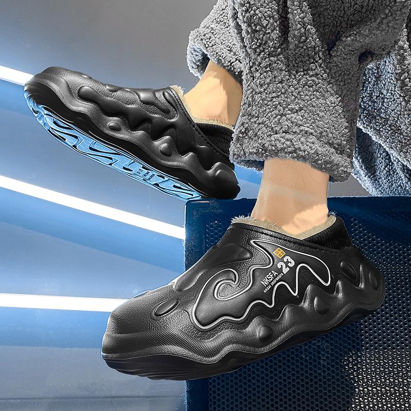 Slippers for Men Indoor Add Velvet Platform Shoe Wear-resistant Waterproof Shoes for Men Heel Covering Non-Slip Unisex Cloud New