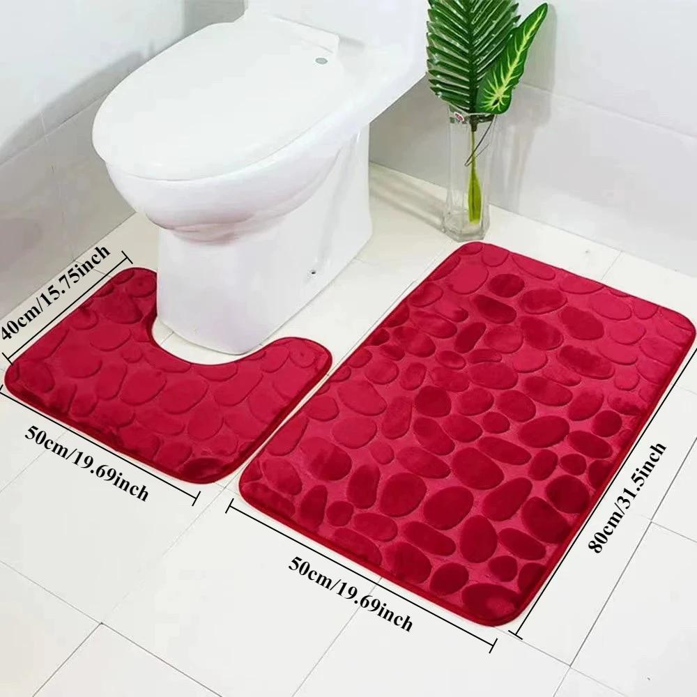 Pebble Embossed Bath Mat Super Absorbent Quick-Dry Thickened Comfortable Toilet Non-slip Floor Mat Machine-Washable Home Decor