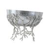 Modern Silver Aluminum Decorative Bowl with Stand, 14.2x14.2x10.8” –
