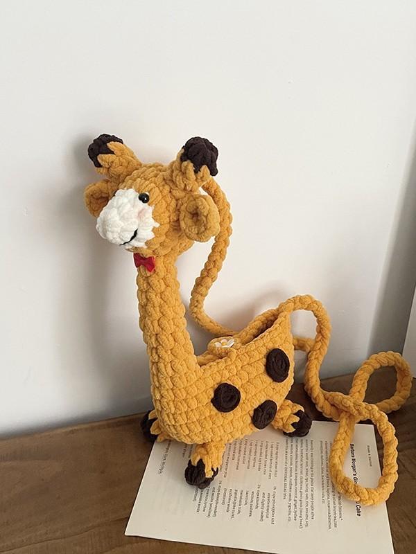 Animal Safari Mini Handcrafted Crochet Bag With Pure Color Knit For Daily Use