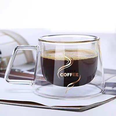 200ml Doppelwandige Transparente Glas Kaffeetasse Hitzebeständige Espressotasse Latte Cappuccino Tee Wasser Frühstückstassen mit Henkel
