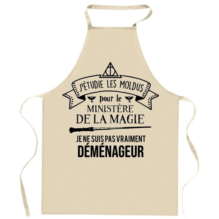 Tablier de cuisine - Ministère de la Magie - Imprimé en Bretagne - Coton résistant - Cadeau original humour