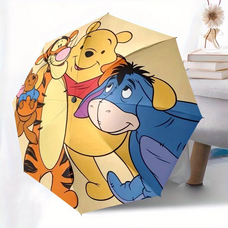 Disney Winnie-the-Pooh,Tiger,Eeyore Manual Opening and Closing Umbrella - 8-Rib Reinforced Folding Design, Lightweight and Portable, Suitabl