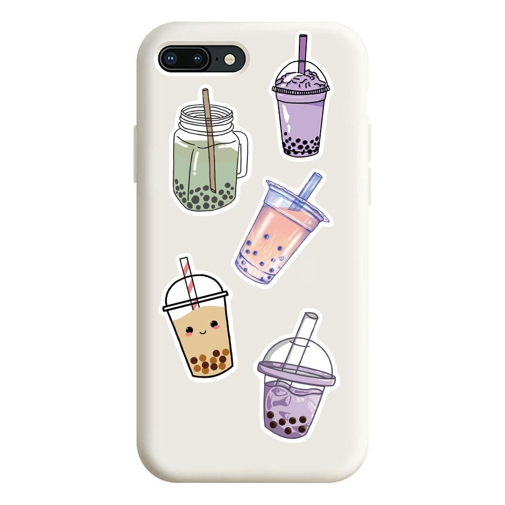 Waterproof 50pcs Pearl Milk Tea Stickers Cute Girl Heart Decals Scrapbook
