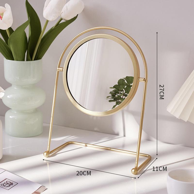 Light Luxury Rotating Makeup Mirror, High Definition Round Cosmetic Mirror for Bedroom Desk, Dorm Home Vanity Table