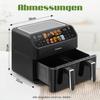 Friggitrice ad Aria 9L XXL con Doppia Camera, Friggitrice con Display LED, Tempo e Temperatura Regolabili 80-200 gradi C per una Cottura Facile