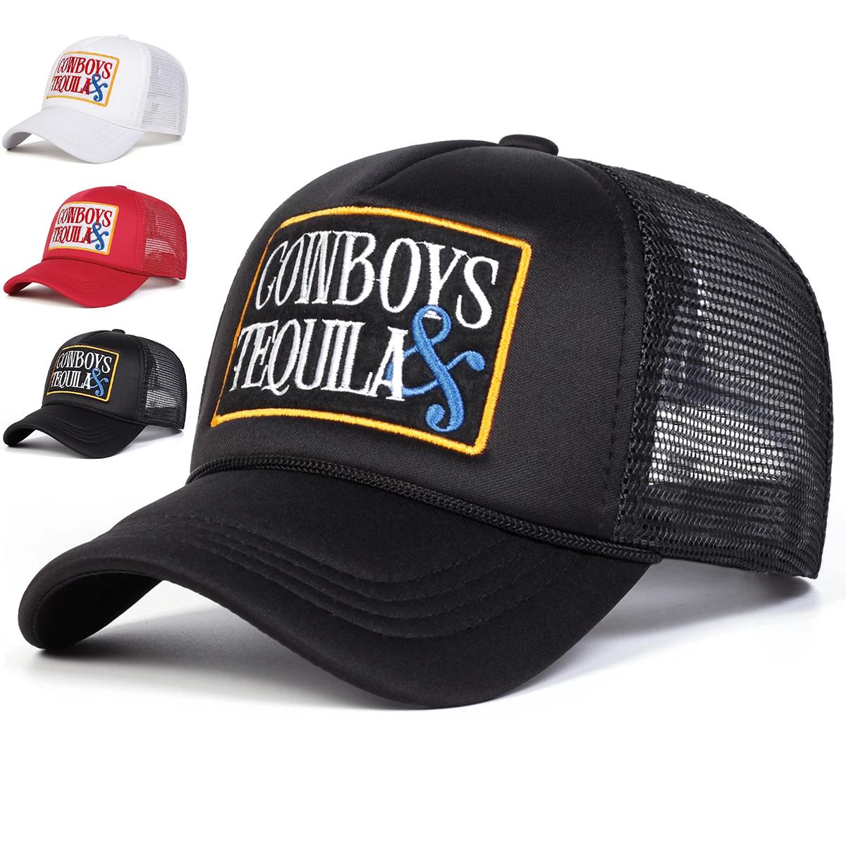 Yiran Bag Women's Unisex Cowboys Tequila Letter Embroidery Baseball Net Caps Spring Autumn Outdoor Adjustable Casual Hats Sunscreen Hat Sports Cap
