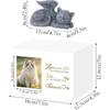 Cat Memorial Urn for Ashes - Wooden Cat Keepsake Box with Photo Frame, Resin Angel Statue & Velvet Ash Bag, Pet Loss Remembrance Gift (White)