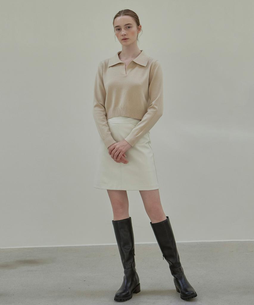 Nigaennikol Leather Mini Skirt_Ivory
