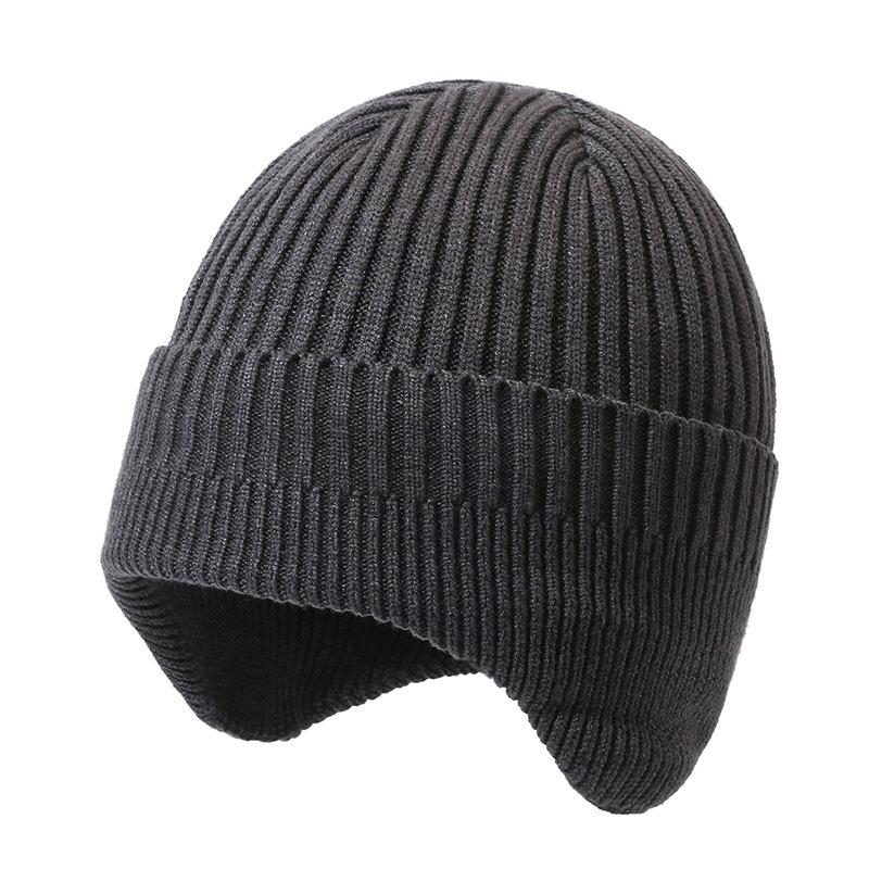 Men's Wool Hat, Ear Protection, Knitted Hat, Winter Autumn and Winter Thickened Warm Outdoor Cold Cycling Cold Hat Women