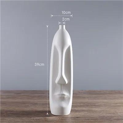 Nordic Minimalist Ceramic Abstract Vase Black and White Human Face Creative Display Room Decorative Figue Head Shape Vase