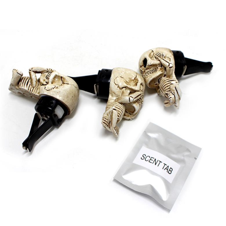 Vintage Skull Resin Air Vent Aroma Clip Holder Set