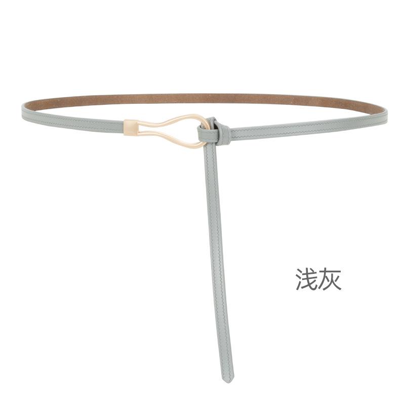 Four Seasons Available New Women'S Leather Thin Belt With No Hole Design Decorative Belt Waist Seal Dress Versatile Two Layer Leather Belt