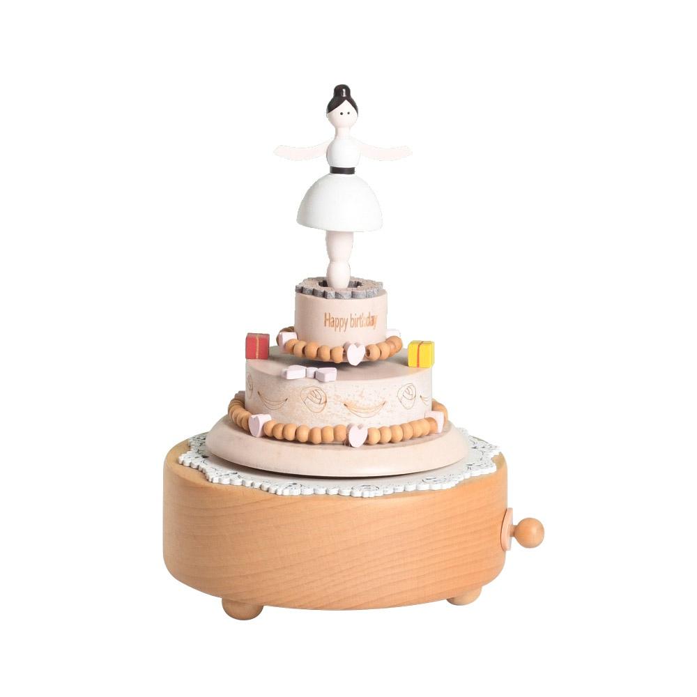 Custom Logo Wooden Music Box 18-Note Mechanical Wind-Up Rotating Carousel Ballerina Gift OEM