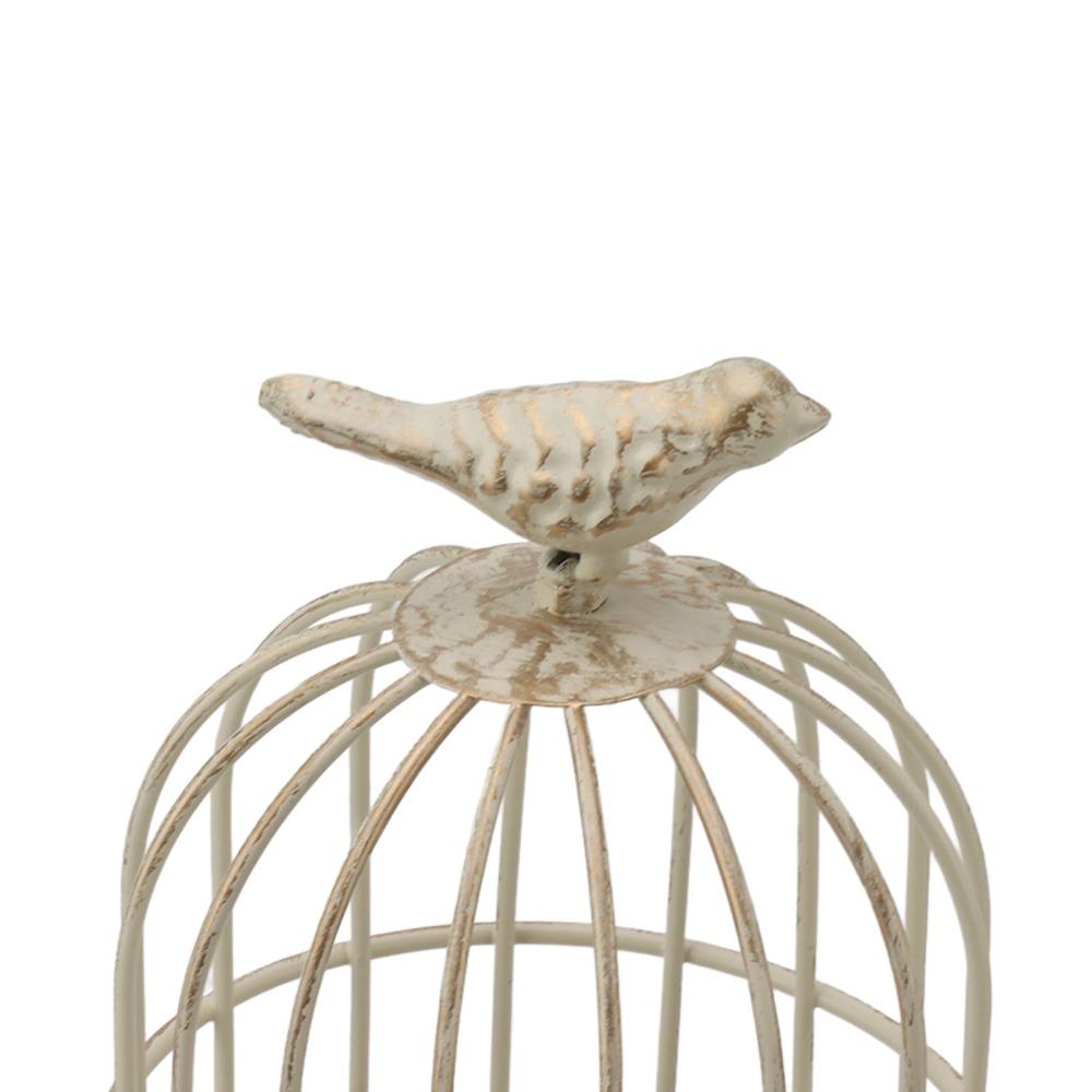 4.13in Birdcage Candle Holder White Retro Iron Candle Stand  Home Tabletop Decor