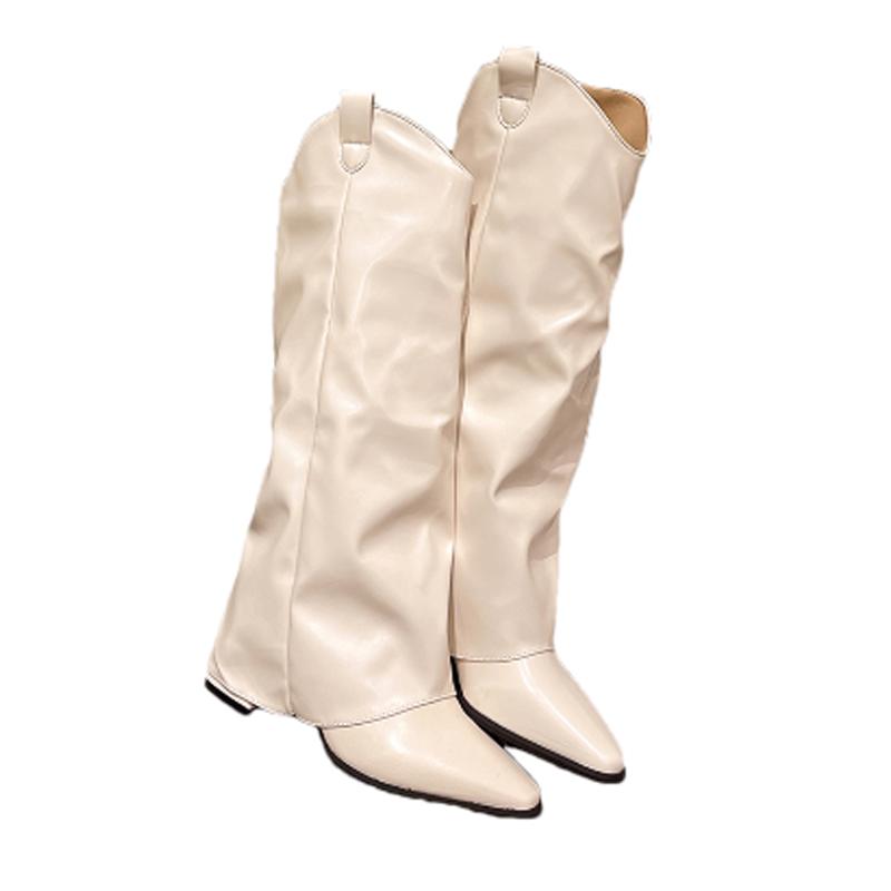 Pointed Toe Women High Boots High Heels Sexy Leather Shoes Woman 2025 Trend Winter Fashion Brand Cozy Goth Chelsea Boots Mujer