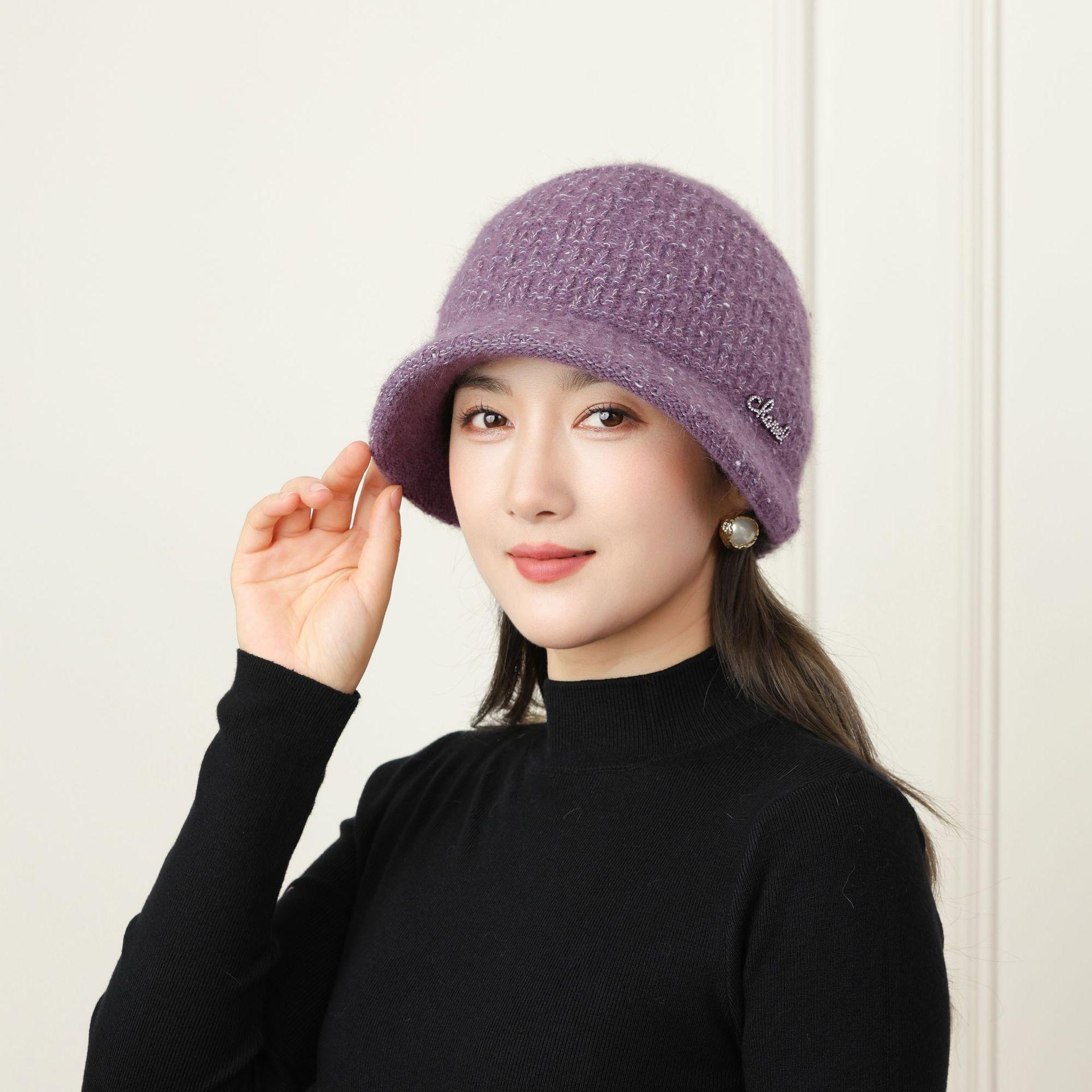 

Шляпа для женщин на осень и зиму, шляпа для мамы, плюс бархатная утолщенная теплая защита ушей и защита от холода, вязаная шерстяная шляпа для пожилой женщины One size