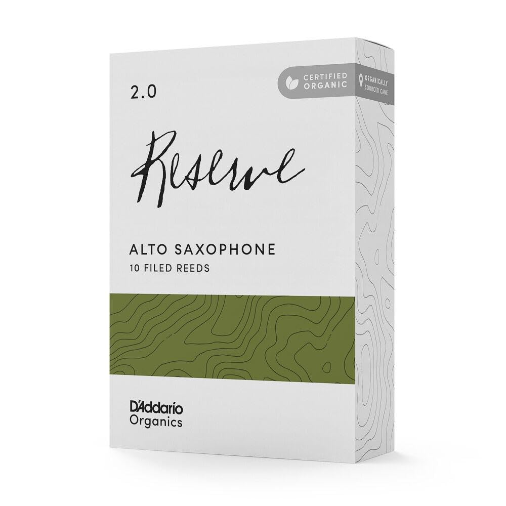 WoodWinds Blätter für Alt USDA Organic RESERVE ODJR1020 Packung mit 10 D'Addario D'Addario Saxophon, Zertifiziert, [Härte 2.0],