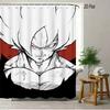 Dragon Ball Z Vegeta Super Saiyan Rüstung Szene 2D Druck Wasserdichter Duschvorhang, Retro Körniger Türkisblauer Himmel Hintergrund mit Ikonischem S