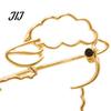 Decorative Clothing Accessory Hollow Sheep Brooch Lapel Pin, Golden Plated Alloy Animal Badge Pin for Daily Wear Party Cardigan
