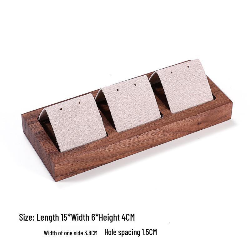 Walnut Wood Microfiber Jewelry Display Set for Necklace, Ring, Earrings, and Bracelet.