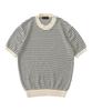 ANALOG MOOD Marine Stripe Round Short Sleeve Knit (Ivory)