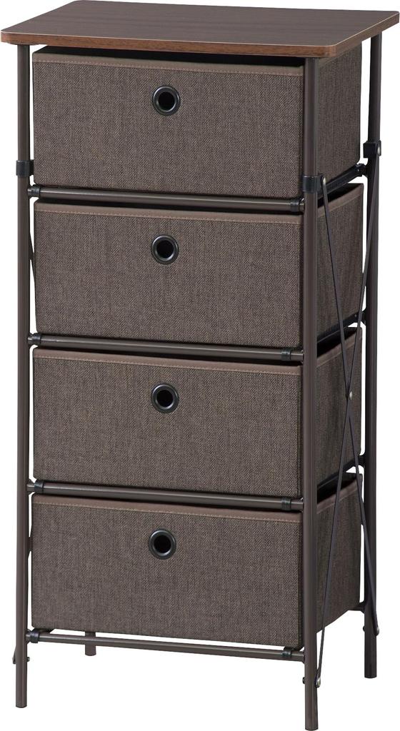AZUMAYA Easy-Assembly Chest, Brown, 4 Drawers, LFS-702BR