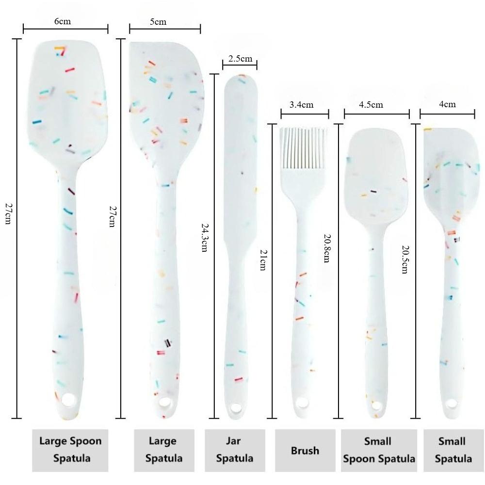 Varmebestandig silikon skrapesett, kjerne i rustfritt stål, BPA-frie kjøkkenredskaper i gummi, egnet for hjemmekjøkken, grill