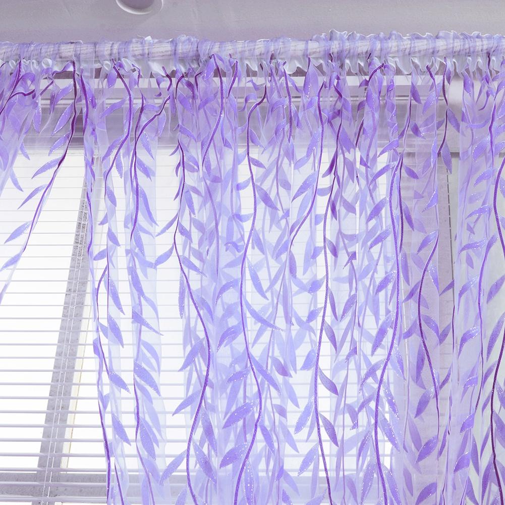 Sheer Window Rod Pocket Curtain Bedroom Balcony Drape Curtain Window Treatment(Purple)