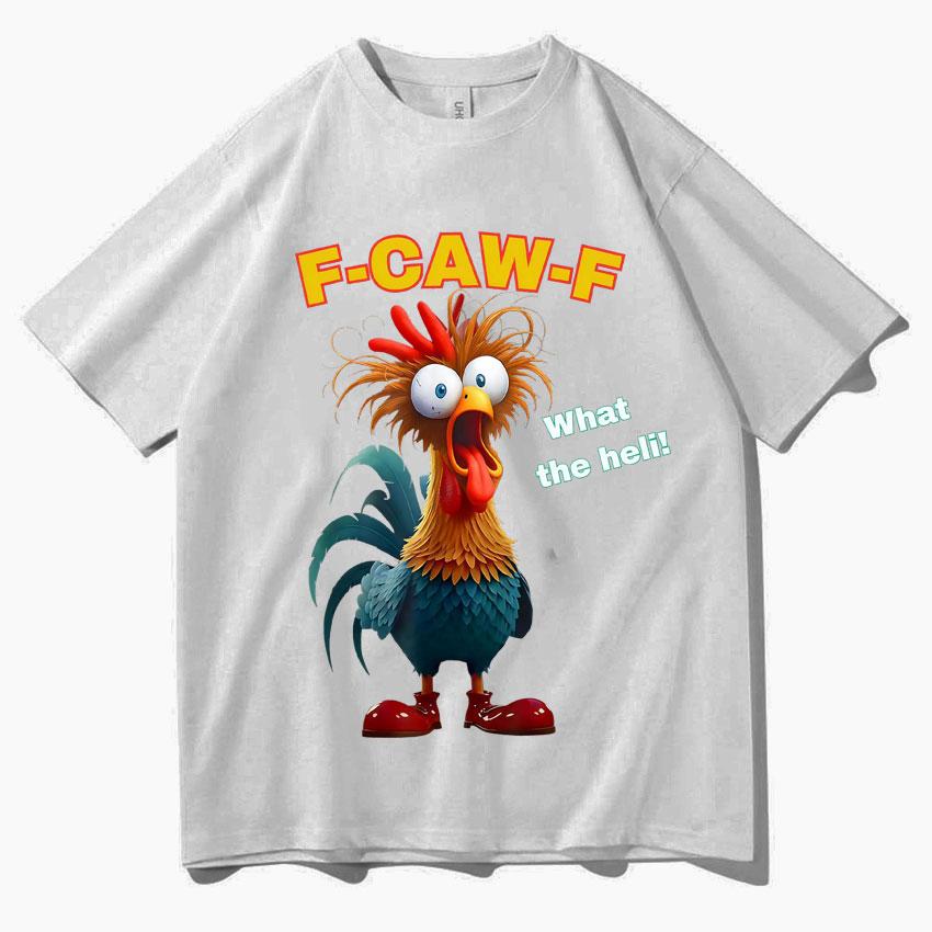 F-CAW-F Tričko s výrazem kuřete, Zajímavé ležérní tričko s potiskem zvířat, Pánské estetické tričko, Nadměrné s krátkým rukávem