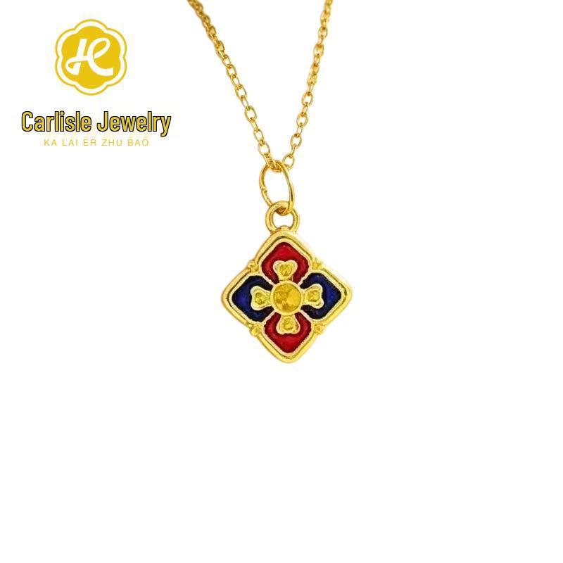 Shuibei 999 Fine Gold Slim Waist Necklace: 3D Hard Gold Women's Pendant Charm, Popular Live Broadcast Hot Seller.