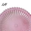 Decorative Candle Holder Pillar Tray Round Glass Green Dish Modern for Home Table Decor Pink