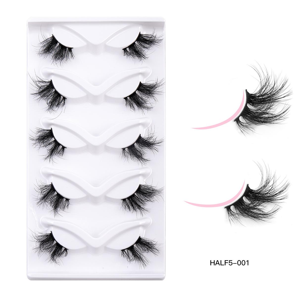 

5 Pairs Of Half-Eye False Eyelashes, High Imitation Mink Hair, Fried Hair Style, Dense Curled Eyelashes.